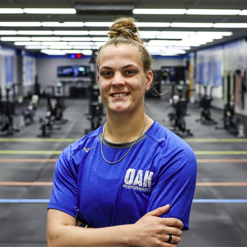 KATIE POPANZ, coach at OAK STRENGTH in Loves Park